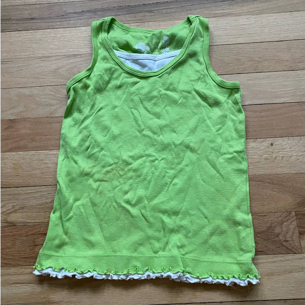 The Childrens Place Girls Summer Green and White Layered Tank Top